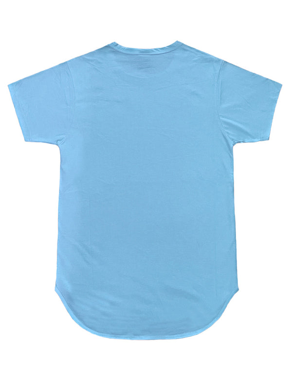 Essential Long Curved Hem T-Shirt [Sky Blue-AT270]