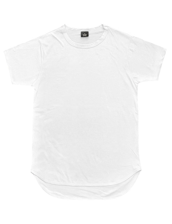 Essential Long Curved Hem T-Shirt [White-AT270]