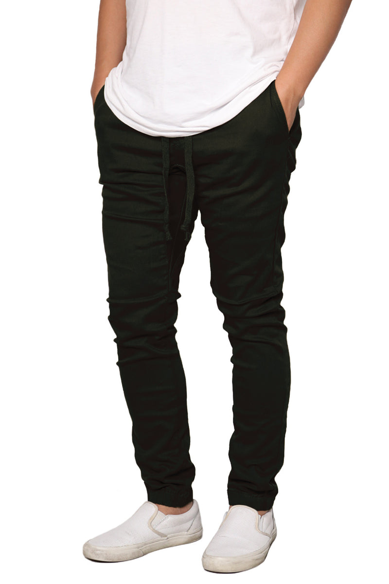 Twill Skinny Chino Joggers [Black-AP076]