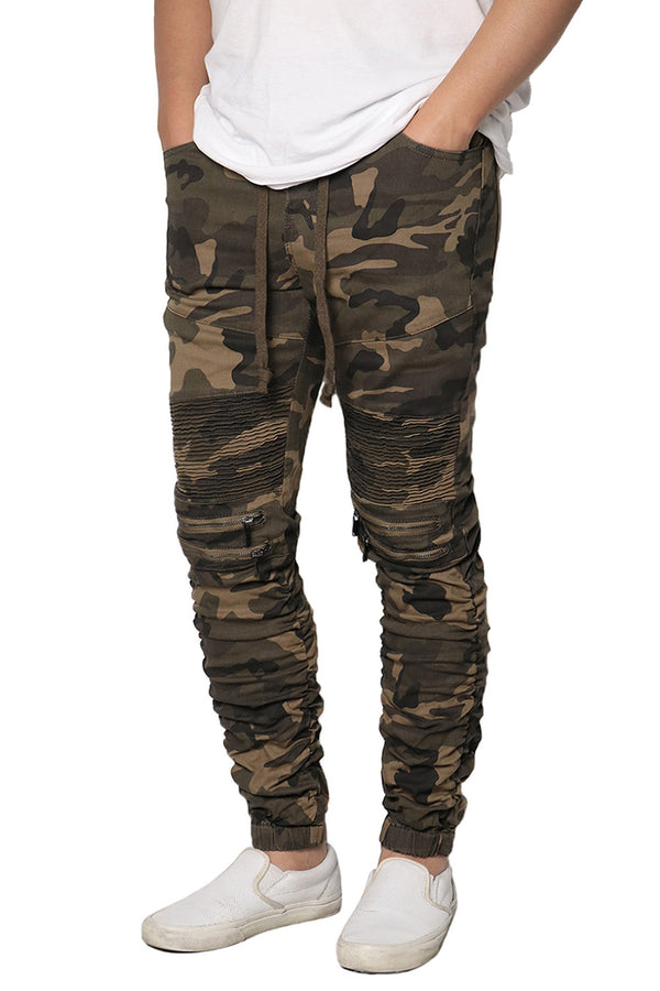 Stacked Twill Biker Jogger [Camo Olive-AP82]
