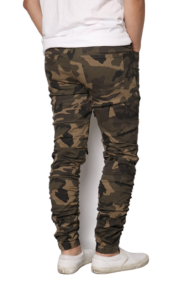 Stacked Twill Biker Jogger [Camo Olive-AP82]