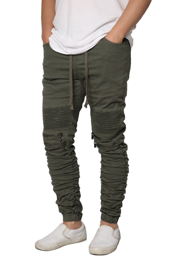 Stacked Twill Biker Jogger [Olive-AP82]