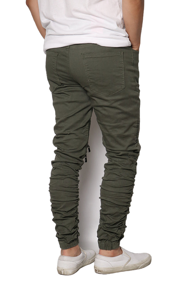 Stacked Twill Biker Jogger [Olive-AP82]