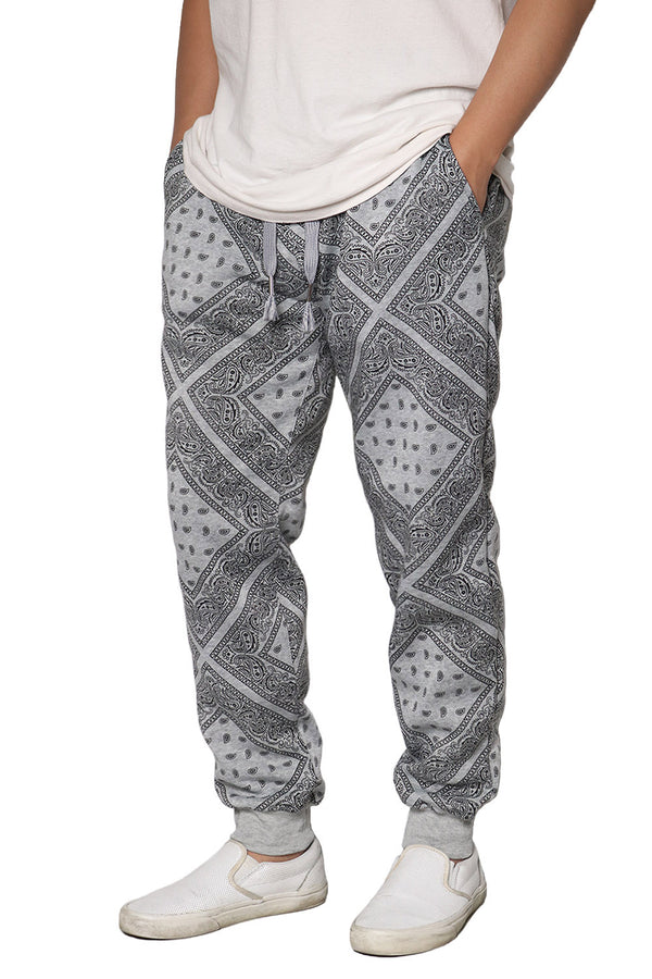 Bandana Fleece Jogger Pants [Grey]