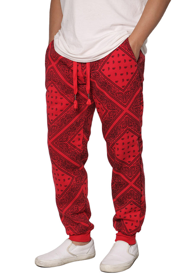 Bandana Fleece Jogger Pants [Red]